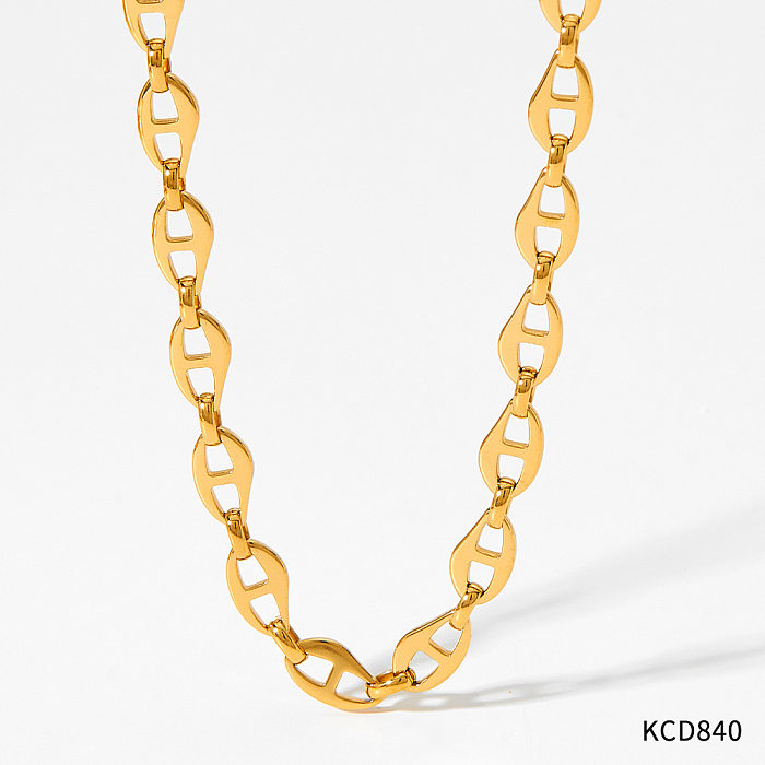 Collar chapado en oro de 14 quilates con revestimiento de acero inoxidable geométrico de estilo clásico
