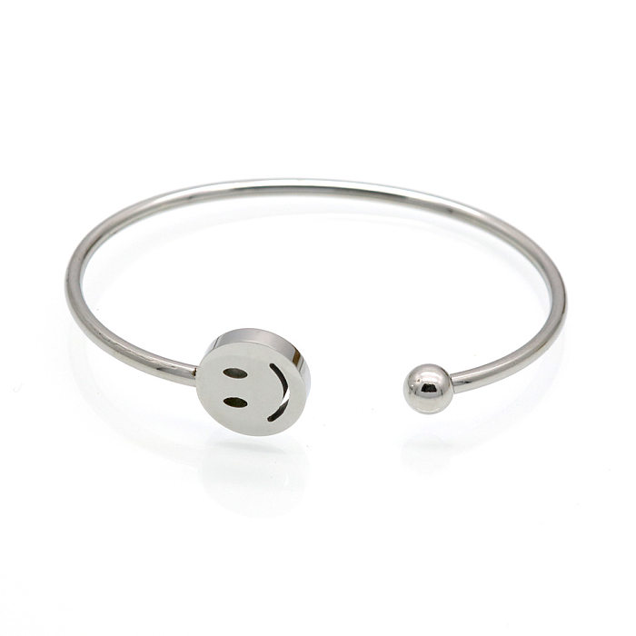 1 Piece Simple Style Smiley Face Titanium Steel Plating Bangle