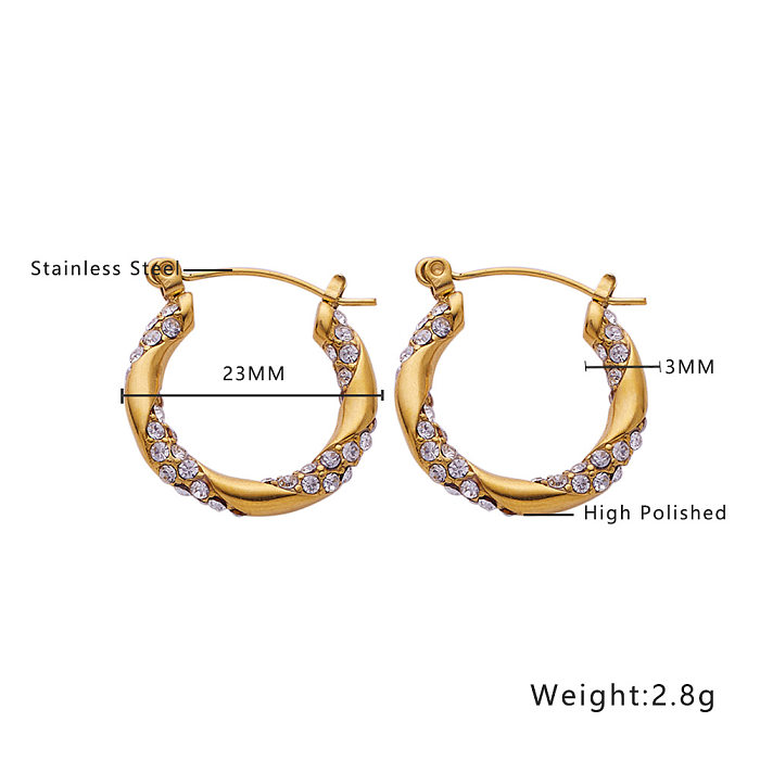 1 Pair Classic Style U Shape Plating Inlay Stainless Steel Rhinestones Earrings