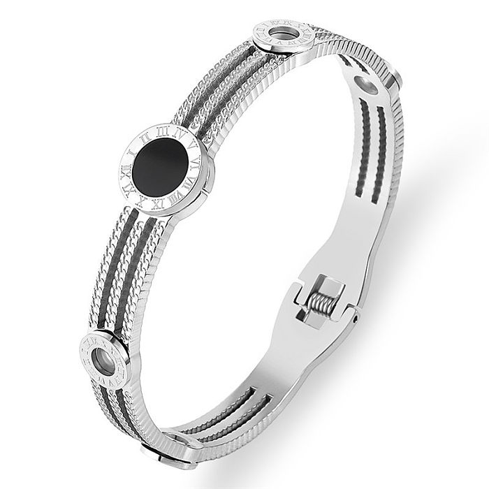 Brazalete de diamante artificial de acero inoxidable con números romanos de Streetwear a granel