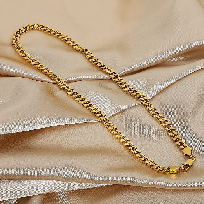Exquisite kubanische Halskette aus 18-karätigem Edelstahl mit Karabinerverschluss
