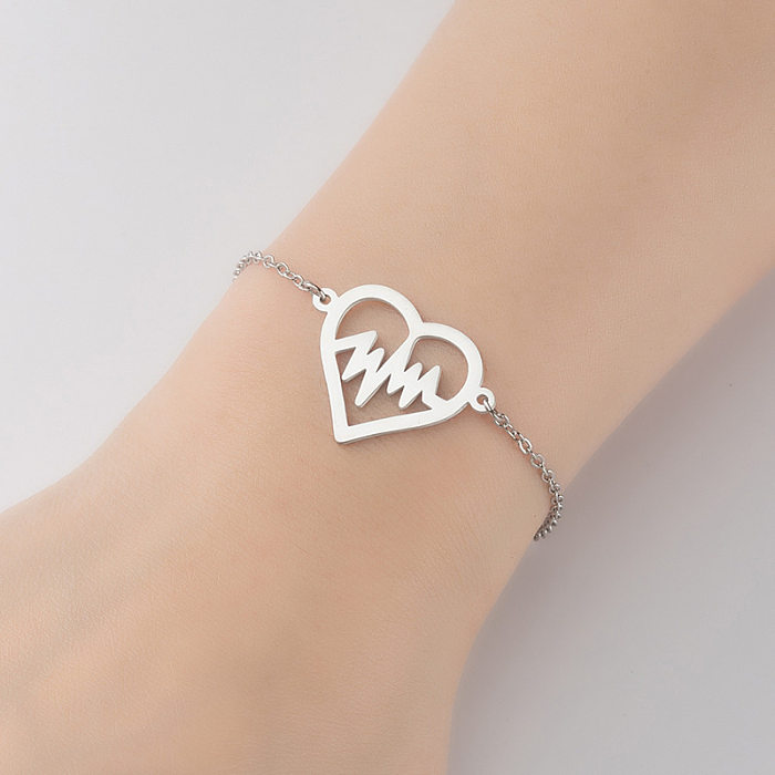 1 Piece Fashion Palm Heart Shape Titanium Steel Bracelets