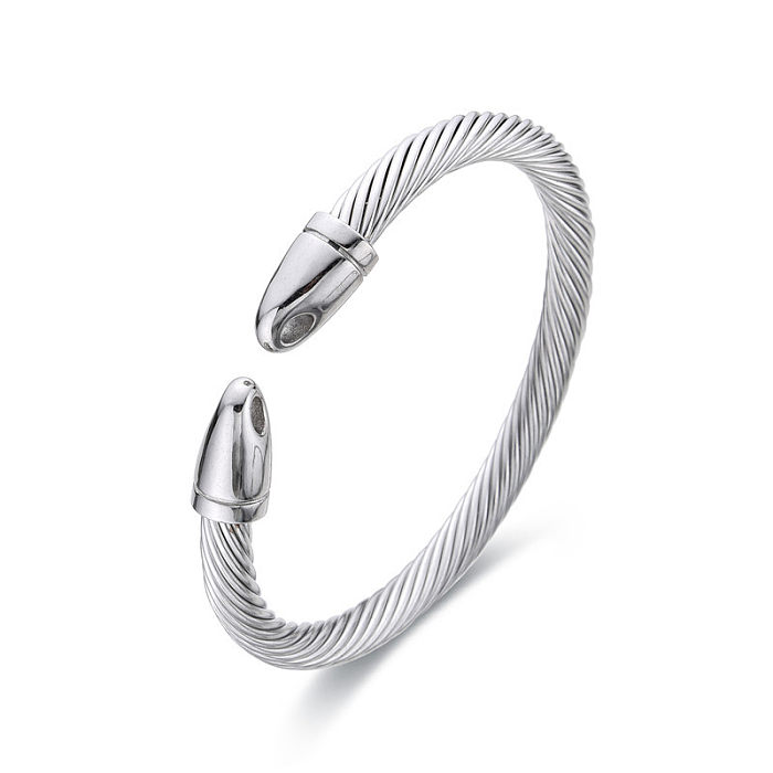 Punk Simple Style Solid Color Stainless Steel Plating Bangle