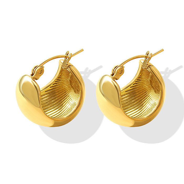 Fashion U Shape Stainless Steel Gold Plated Earrings 1 Pair