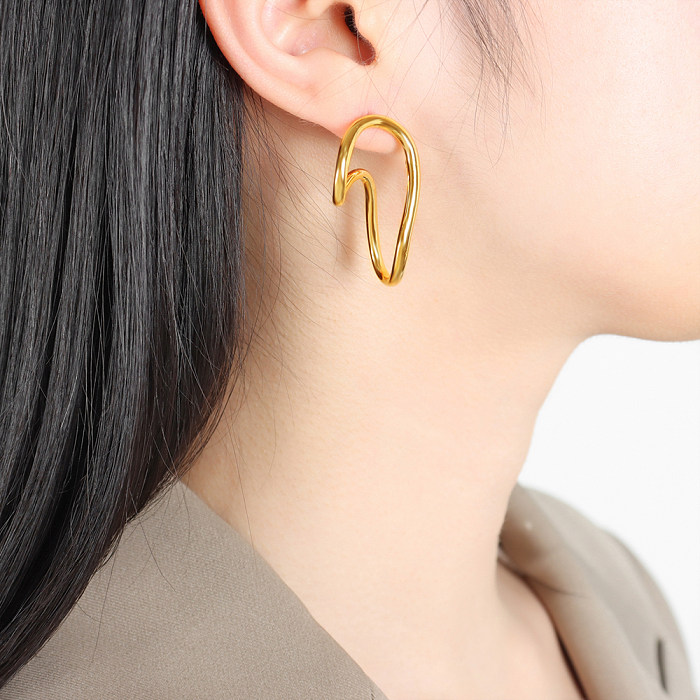 1 Paar übertriebene, unregelmäßige, geometrische Ohrringe aus Edelstahl mit 18-Karat-Vergoldung