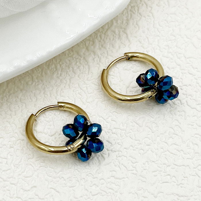1 Pair Cute Sweet Flower Stainless Steel  Imitation Pearl Crystal Polishing Plating Gold Plated Earrings