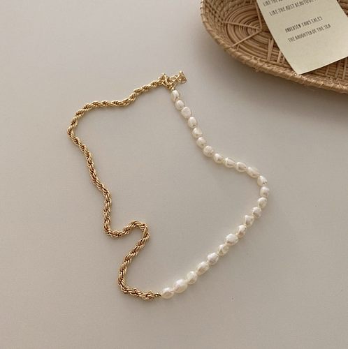 Collier d'épissage de perles baroques naturelles rétro