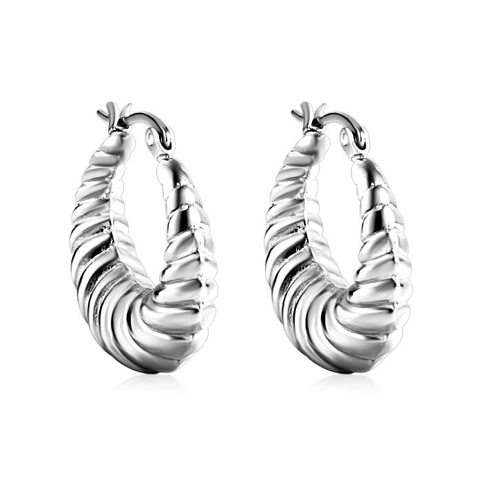 Boucles d'oreilles plaquées en acier inoxydable, Style Simple, forme de U, ovale, en forme de cœur, 1 paire