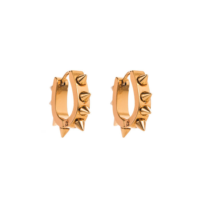 Simple Style Geometric Stainless Steel Plating Rhinestones Earrings 1 Pair