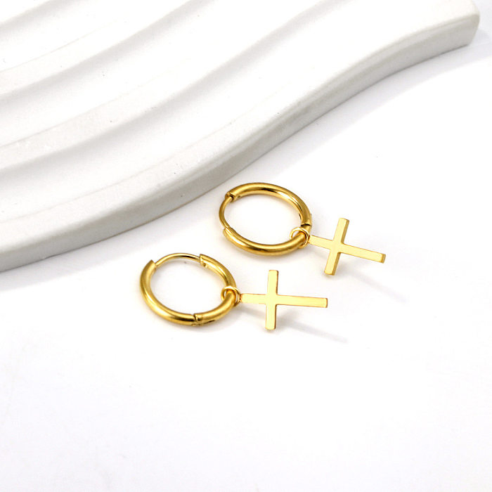 1 Pair Vacation Flower Plating Stainless Steel  Gold Plated Drop Earrings