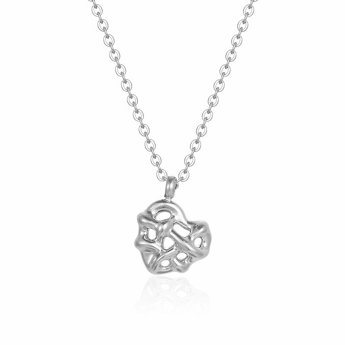 Simple Style Heart Shape Stainless Steel Plating Hollow Out Pendant Necklace