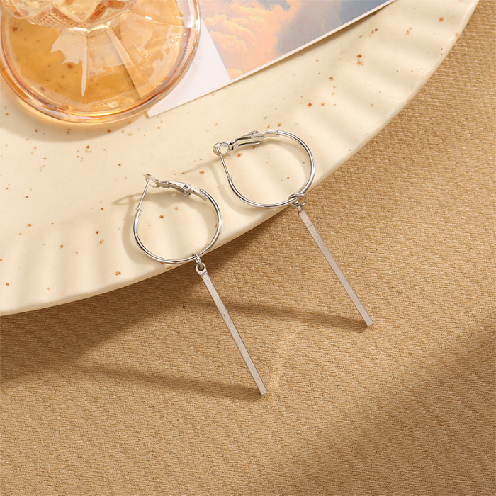 1 Piece Retro Commute Cross Solid Color Asymmetrical Plating Stainless Steel  Drop Earrings