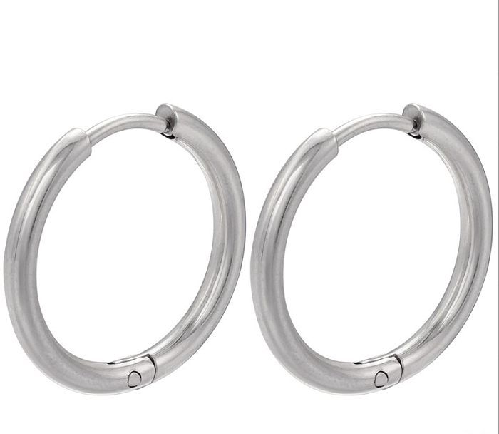 Fashion Solid Color Stainless Steel  Hoop Earrings Plating Stainless Steel  Earrings 1 Pair