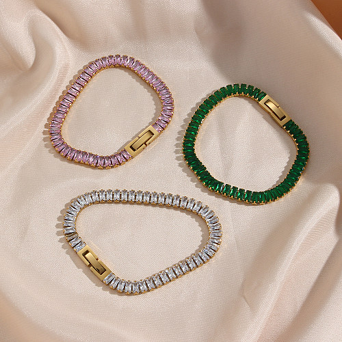 Roman Style Stainless Steel Plating Inlay Zircon 18K Gold Plated Bracelets