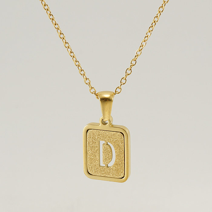 Modische Buchstaben-Quadrat-Edelstahl-Halskette. Halsketten aus Edelstahl