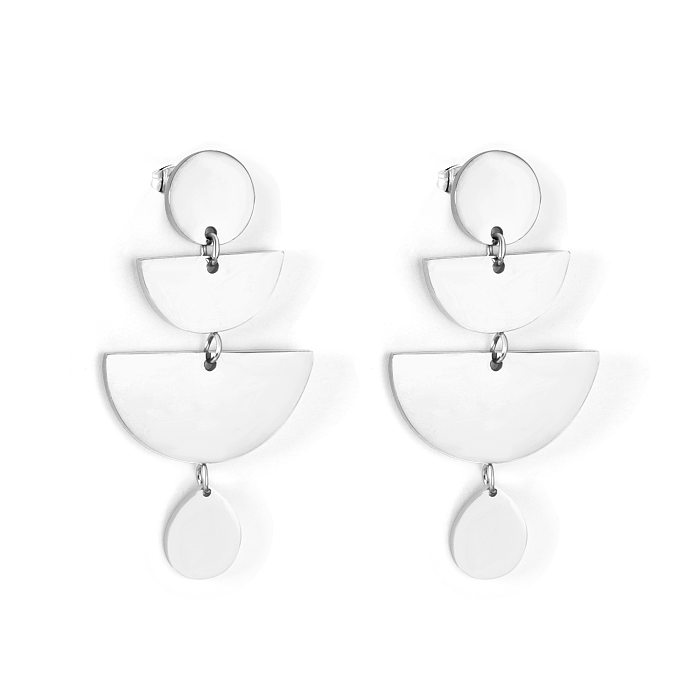 Fashion Geometric Stainless Steel  Plating Drop Earrings 1 Pair