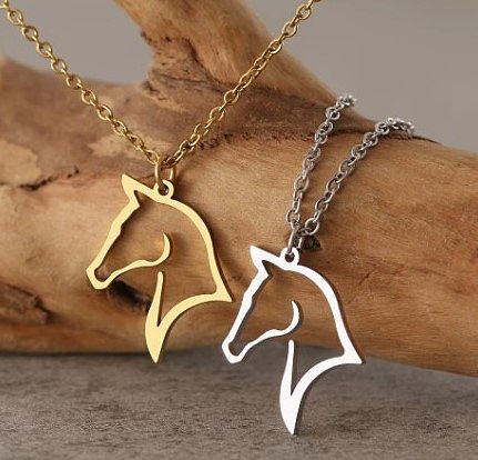 Simple Style Horse Stainless Steel  Pendant Necklace Hollow Out Stainless Steel  Necklaces 1 Piece