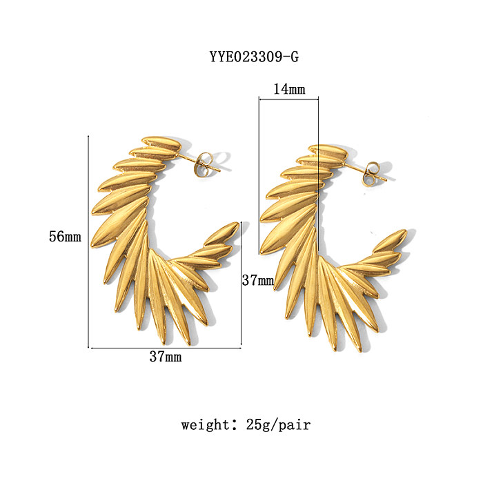 1 par de aretes chapados en oro de 18 quilates de acero inoxidable con alas de estilo simple