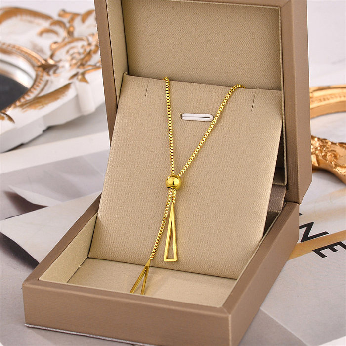 Simple Style Solid Color Stainless Steel Tassel Plating Pendant Necklace 1 Piece