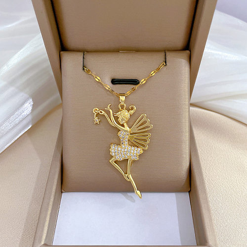 Süße künstlerische Cartoon-Figur Edelstahl Kupfer künstliche Edelsteine ​​Anhänger Halskette in großen Mengen