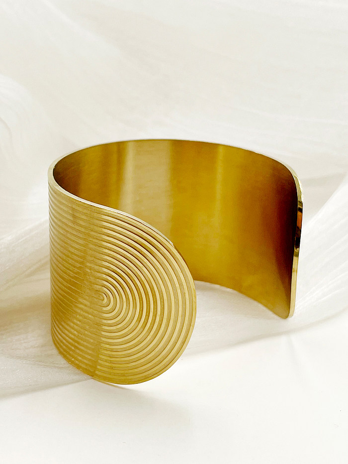 Glam Stripe Stainless Steel Polishing Plating Gold Plated Cuff Bracelets