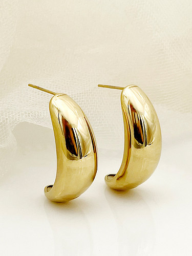 1 Pair Casual Simple Style Moon Polishing Plating Stainless Steel  Gold Plated Ear Studs