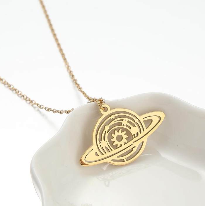 1 Piece Fashion Planet Stainless Steel Plating Hollow Out Pendant Necklace