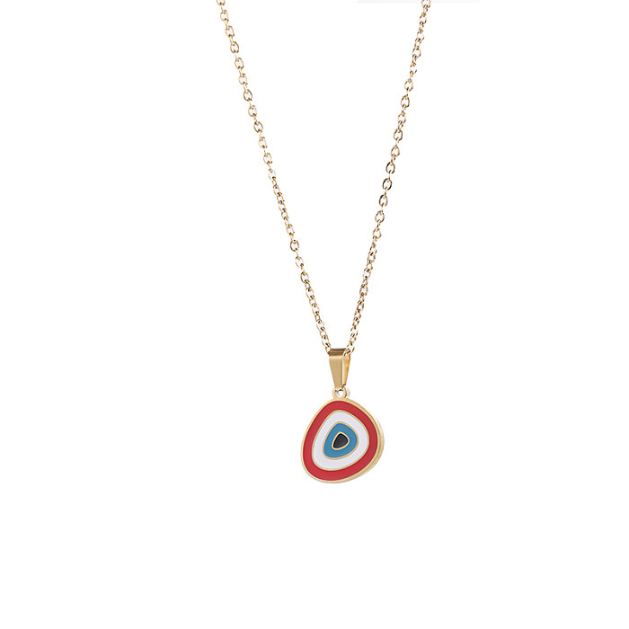 Simple Style Devil'S Eye Stainless Steel Enamel Pendant Necklace