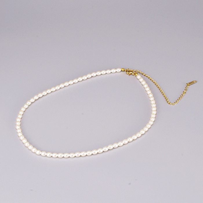 Chaîne de clavicule en acier inoxydable à perles simples