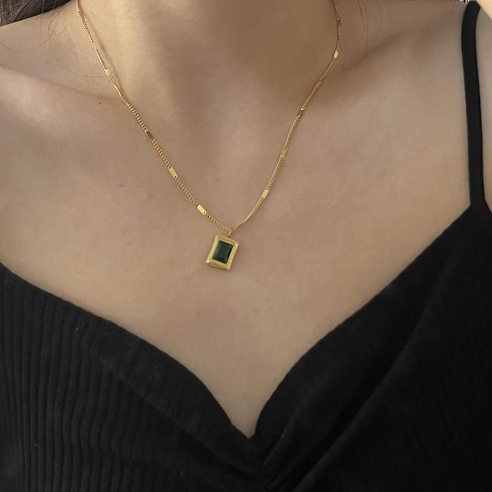 Women'S Elegant Geometric Stainless Steel Necklace Inlay Zircon Necklaces