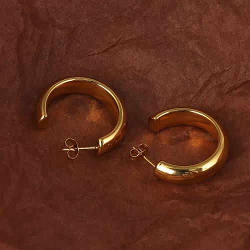 1 Pair Casual Modern Style Classic Style C Shape Plating Stainless Steel  14K Gold Plated Ear Studs