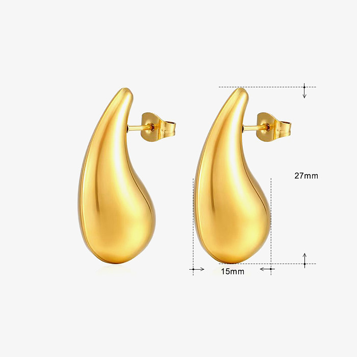 1 paire de clous d'oreilles plaqués or 18 carats en acier inoxydable avec placage géométrique de base