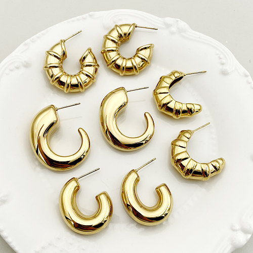 1 Pair Simple Style Commute Horns Plating Stainless Steel  Gold Plated Ear Studs