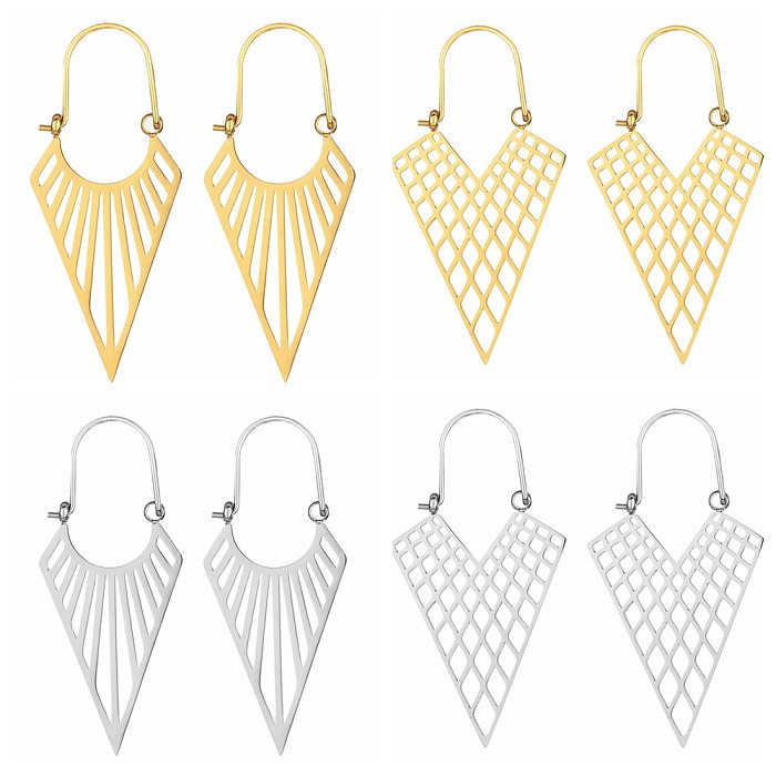 Exaggerated Triangle Stainless Steel Earrings Plating Hollow Out Stainless Steel  Earrings