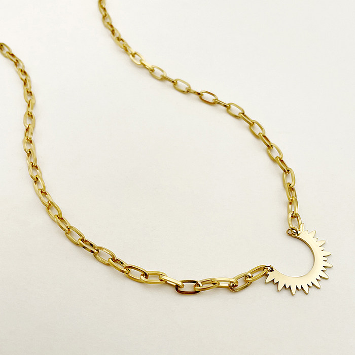 Schlichter Stil, klassischer Stil, Halbkreis-Halskette aus Edelstahl mit Aryl-Beschichtung, vergoldet