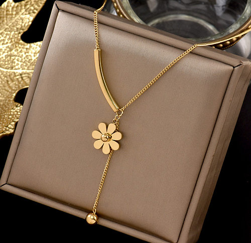 1 Piece Fashion Flower Stainless Steel Plating Pendant Necklace