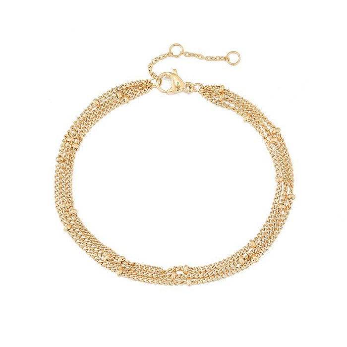 Bracelet Double couche coréen en acier inoxydable, chaîne de perles, bijoux réglables, vente en gros