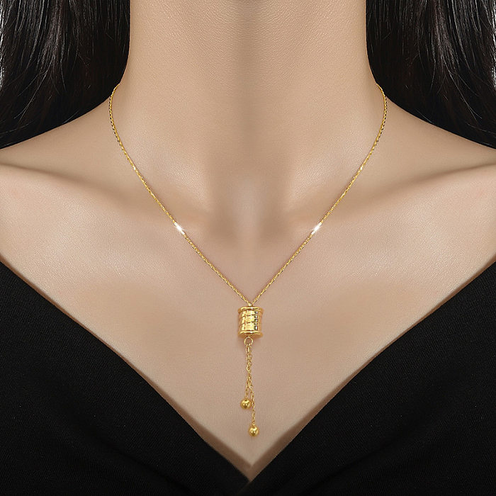 Retro Solid Color Stainless Steel Gold Plated Pendant Necklace In Bulk