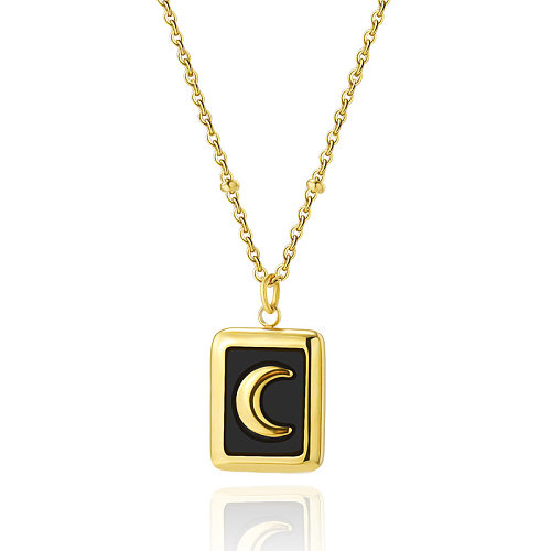 Fashion Sun Moon Rectangle Stainless Steel Plating Pendant Necklace 1 Piece