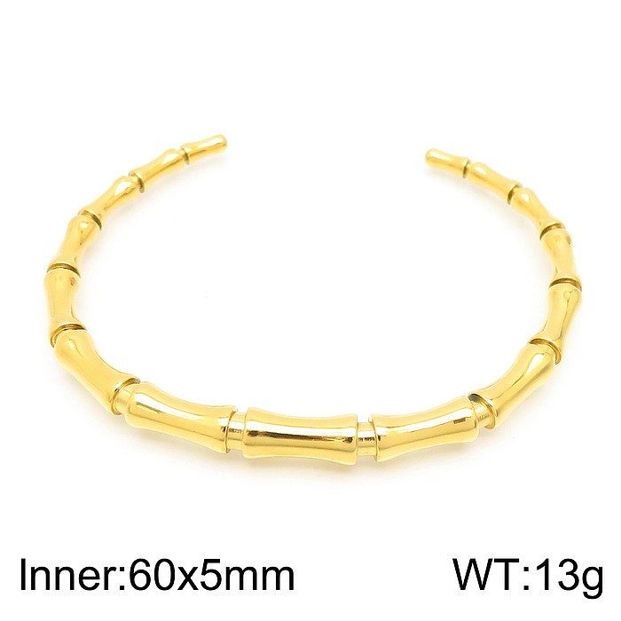 Simple Style C Shape Bamboo Stainless Steel Plating Gold Plated Bangle