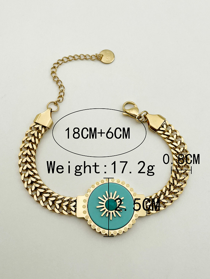 Casual Sun Stainless Steel Metal Enamel Plating Gold Plated Bracelets
