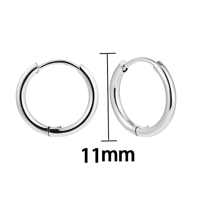 Basic Circle Stainless Steel  Plating Hoop Earrings 1 Pair