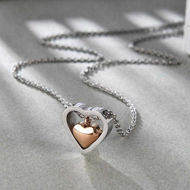أزياء شكل قلب الفولاذ المقاوم للصدأ تصفيح قلادة قلادة 1 قطعة