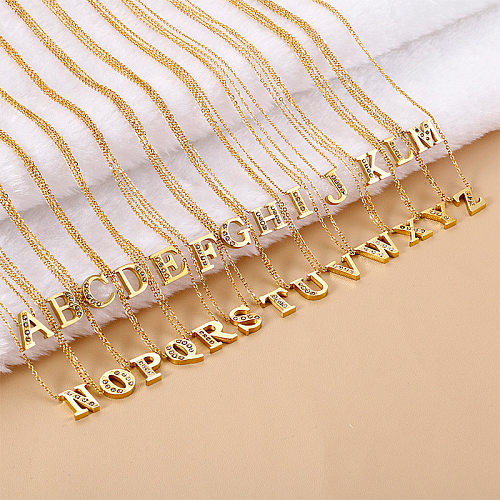 Collar de acero inoxidable con 26 letras en inglés, oro creativo, nueva moda