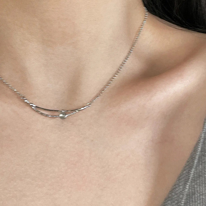 Geometric Necklace For Women 2023 New Light Luxury Minority Design Sense Summer Commuting Stainless Steel Clavicle Chain Fashion