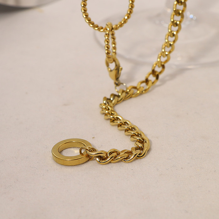 Collier plaqué or 14 carats avec perles baroques géométriques de style simple