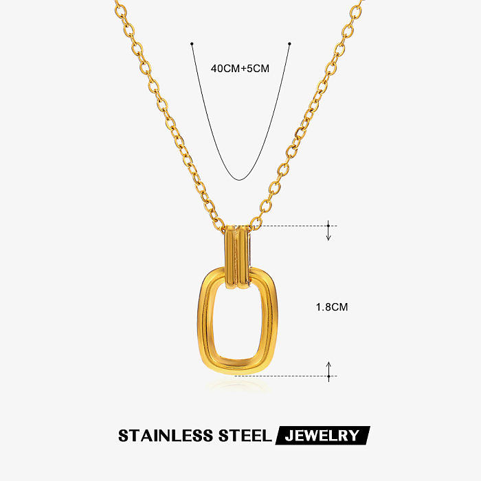 Collar de concha de diamantes de imitación con incrustaciones de acero inoxidable geométrico de acero inoxidable estilo IG