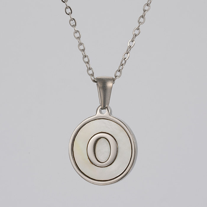 Simple Style Letter Stainless Steel  Pendant Necklace Polishing Plating Shell Stainless Steel  Necklaces