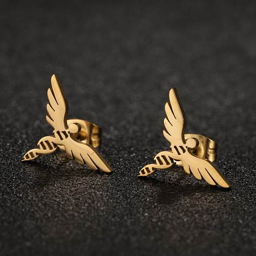 1 Pair Casual Simple Style Angel Plating Hollow Out Stainless Steel  Ear Studs