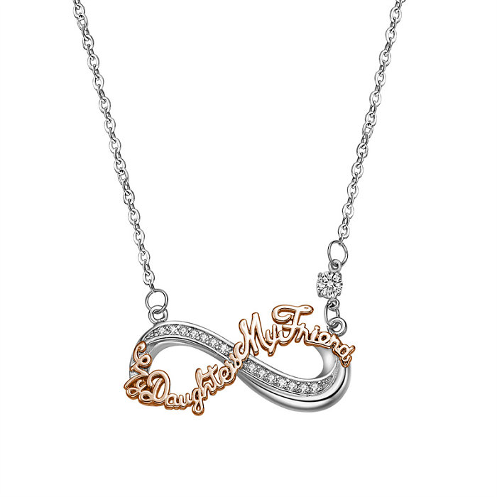 Casual Simple Style Letter Infinity Heart Shape Stainless Steel  Stainless Steel Copper Polishing Plating Inlay Zircon Rose Gold Plated White Gold Plated Necklace